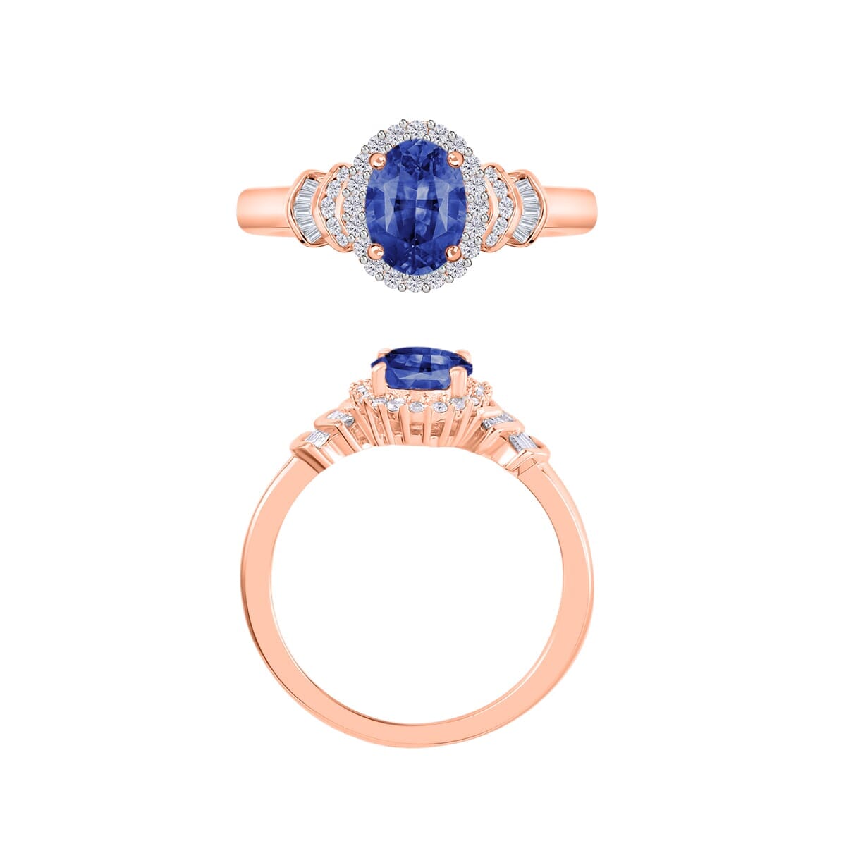 Rhapsody AAAA Ceylon Blue Sapphire and E-F VS2 Diamond 1.66 ctw Ring in 18K Rose Gold (Size 10.0) 4.30 Grams image number 3