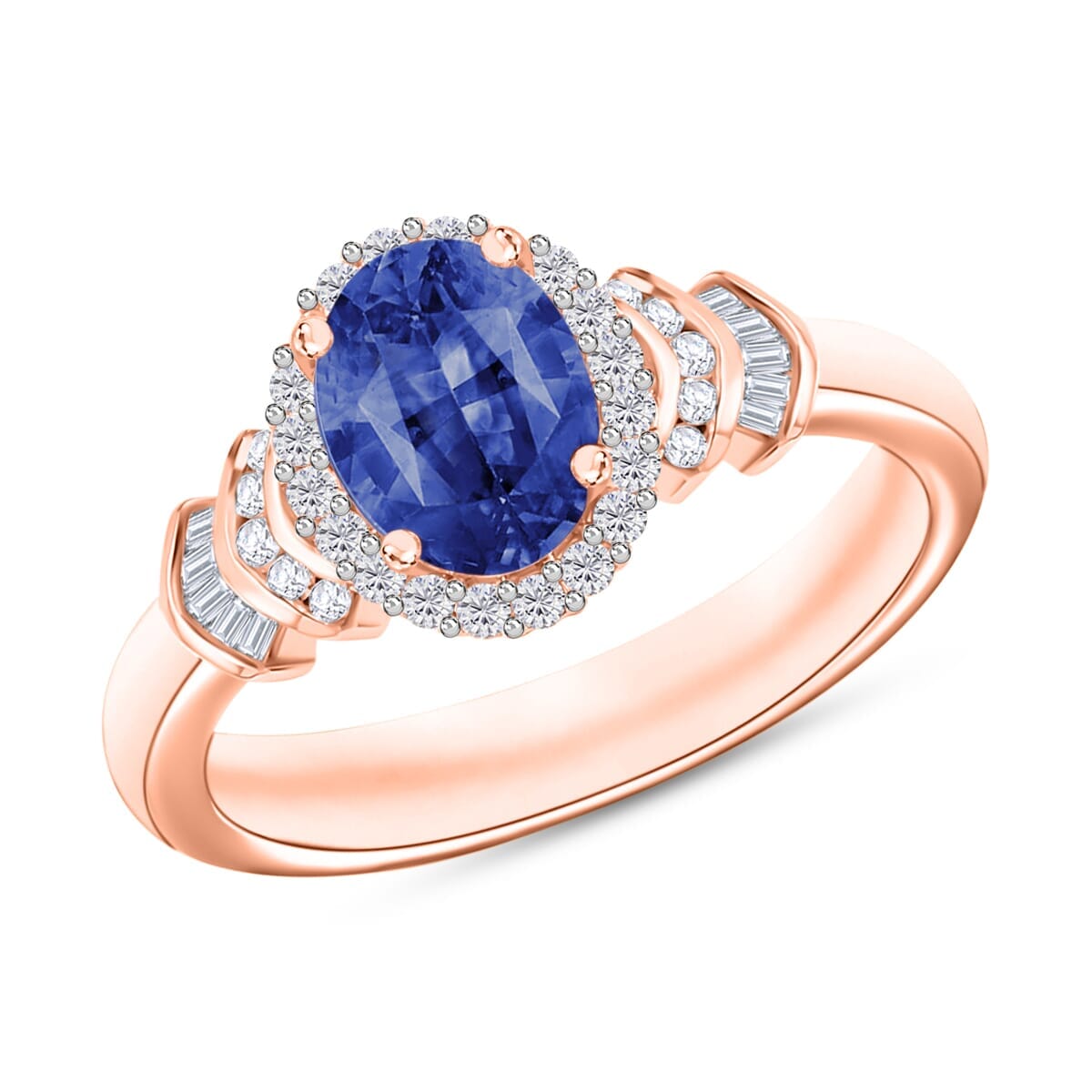 Rhapsody AAAA Ceylon Blue Sapphire and E-F VS2 Diamond 1.66 ctw Ring in 18K Rose Gold (Size 9.0) 4.30 Grams image number 0