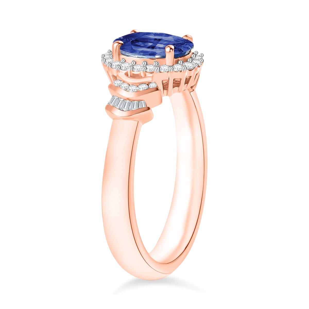 Rhapsody AAAA Ceylon Blue Sapphire and E-F VS2 Diamond 1.66 ctw Ring in 18K Rose Gold (Size 9.0) 4.30 Grams image number 2