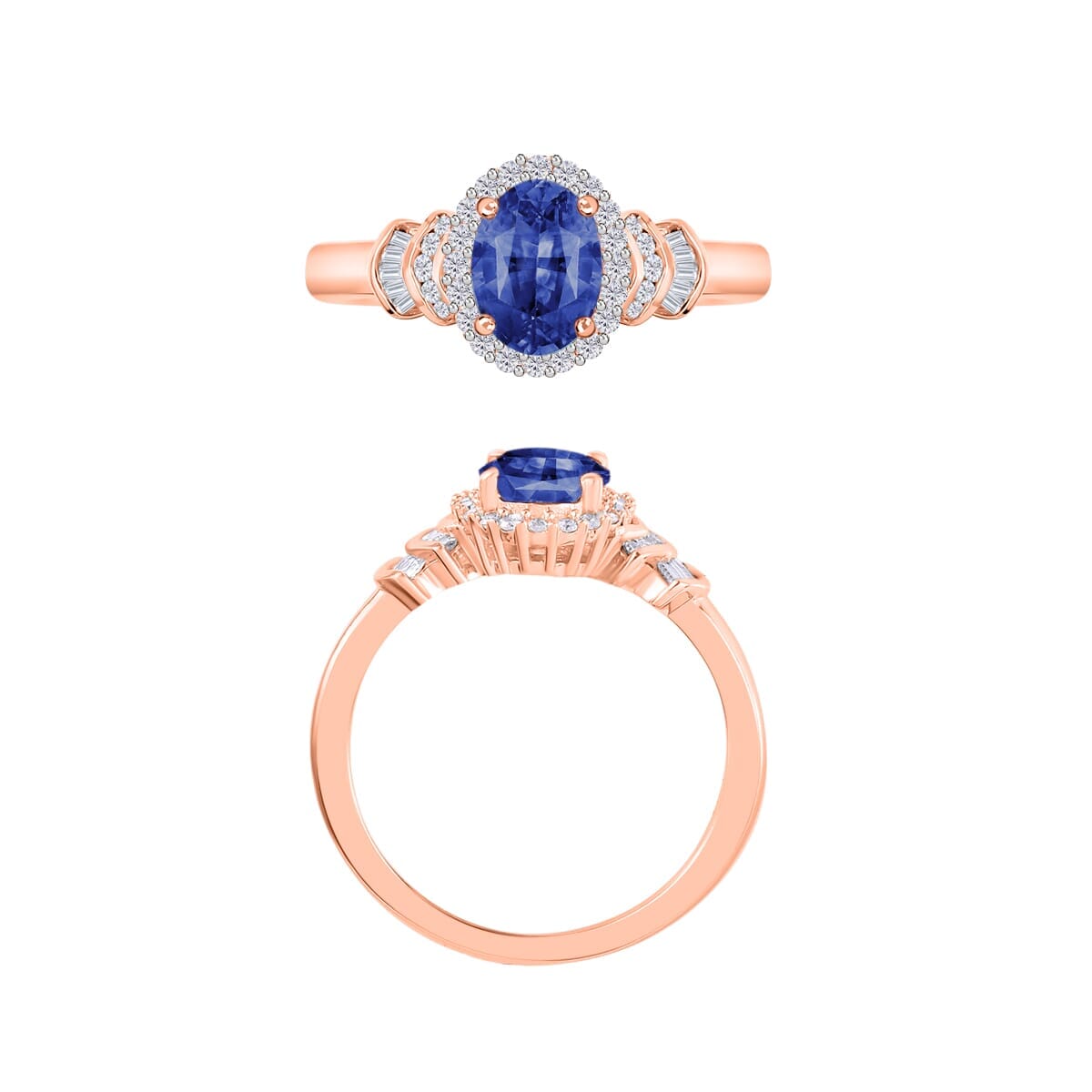Rhapsody AAAA Ceylon Blue Sapphire and E-F VS2 Diamond 1.66 ctw Ring in 18K Rose Gold (Size 9.0) 4.30 Grams image number 3