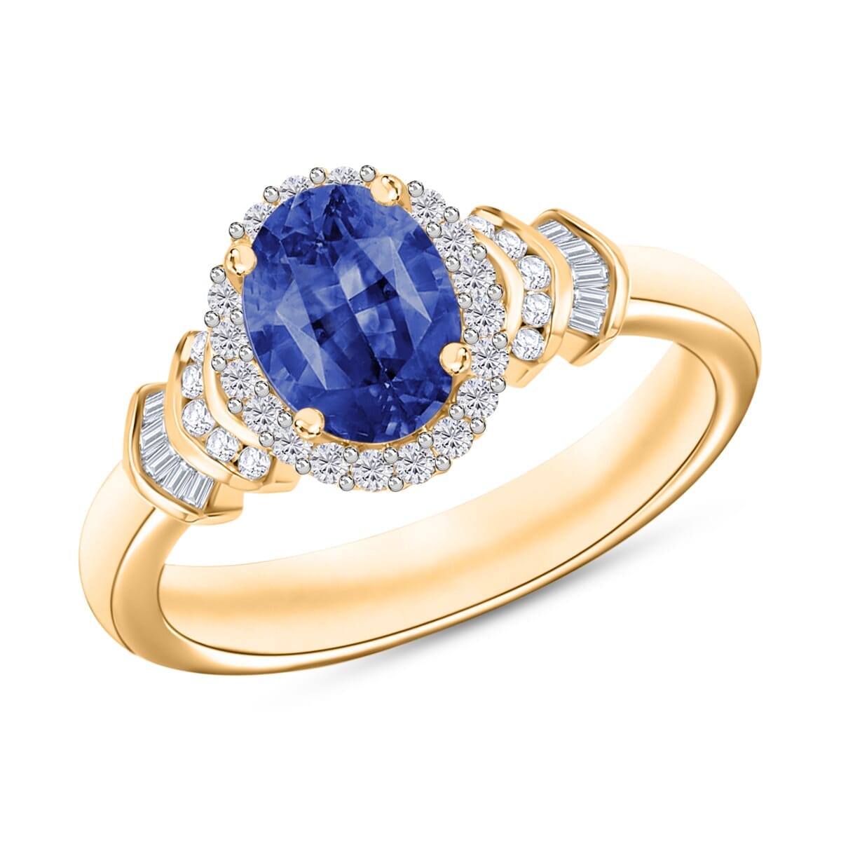 Rhapsody AAAA Ceylon Blue Sapphire and E-F VS2 Diamond 1.66 ctw Ring in 18K Yellow Gold (Size 6.5) 4.30 Grams image number 0