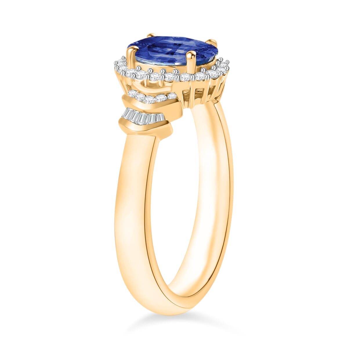 Rhapsody AAAA Ceylon Blue Sapphire and E-F VS2 Diamond 1.66 ctw Ring in 18K Yellow Gold (Size 6.5) 4.30 Grams image number 2
