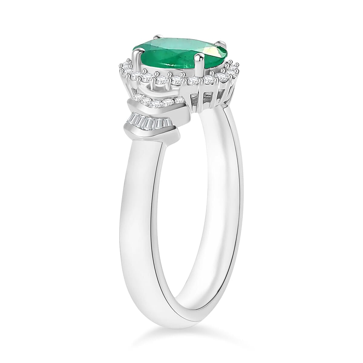 Rhapsody AAAA Kagem Zambian Emerald and E-F VS2 Diamond 1.46 ctw Ring in 18K White Gold (Size 11.5) 4.7 Grams (Del. in 10-12 Days) image number 2