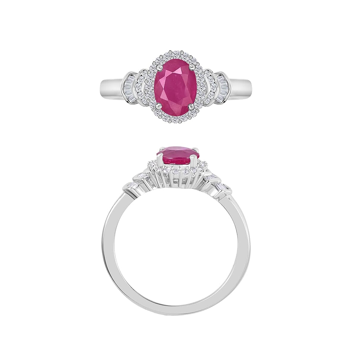 Rhapsody AAAA Mozambique Ruby and E-F VS2 Diamond 1.85 ctw Ring in 18K White Gold (Size 10.0) 4.30 Grams image number 3