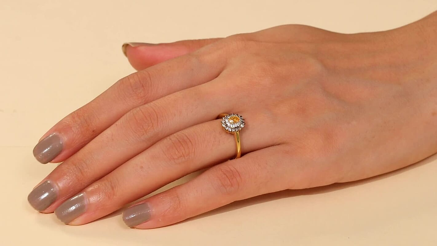 D'Joy Tanzanian Mandarin Garnet, Multi Gemstone Ring in 18K Vermeil YG Over Sterling Silver (Size 10.0) 0.80 ctw