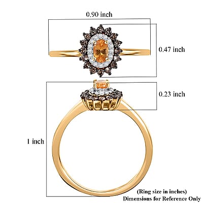 D'Joy Tanzanian Mandarin Garnet and Multi Gemstone 0.80 ctw Sunset Bloom Ring in 18K Vermeil Yellow Gold Over Sterling Silver (Size 10.0) 