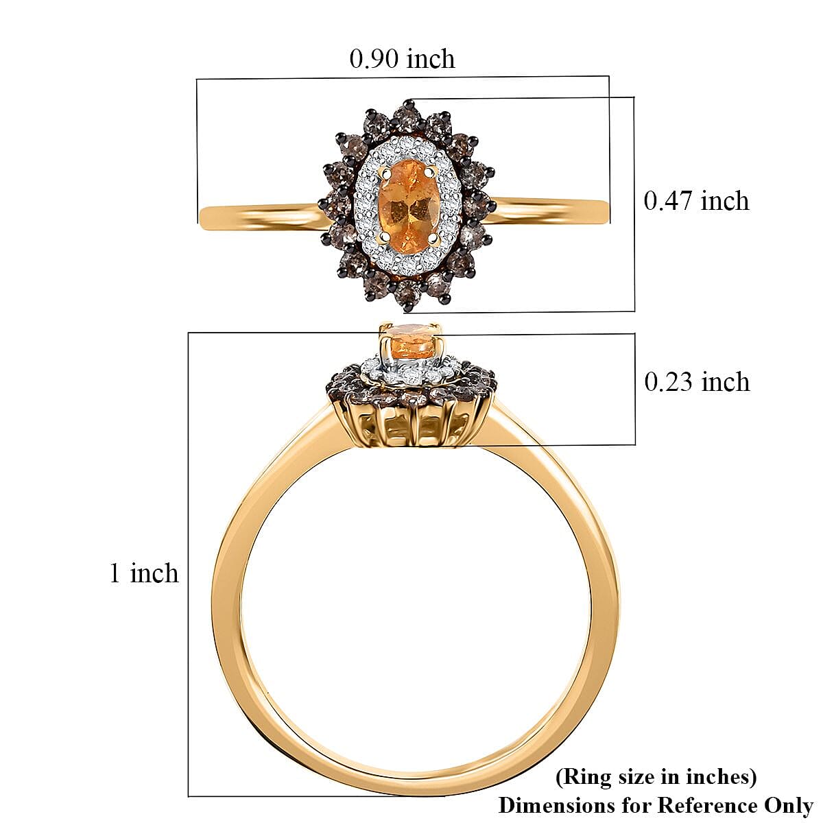 D'Joy Tanzanian Mandarin Garnet and Multi Gemstone 0.80 ctw Sunset Bloom Ring in 18K Vermeil Yellow Gold Over Sterling Silver (Size 7.0)