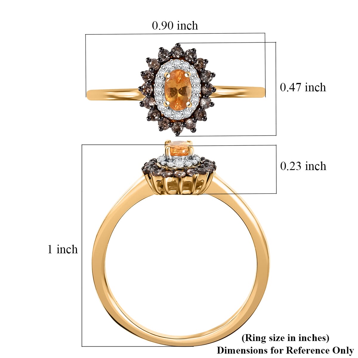 D'Joy Tanzanian Mandarin Garnet and Multi Gemstone 0.80 ctw Sunset Bloom Ring in 18K Vermeil Yellow Gold Over Sterling Silver (Size 8.0)  image number 5