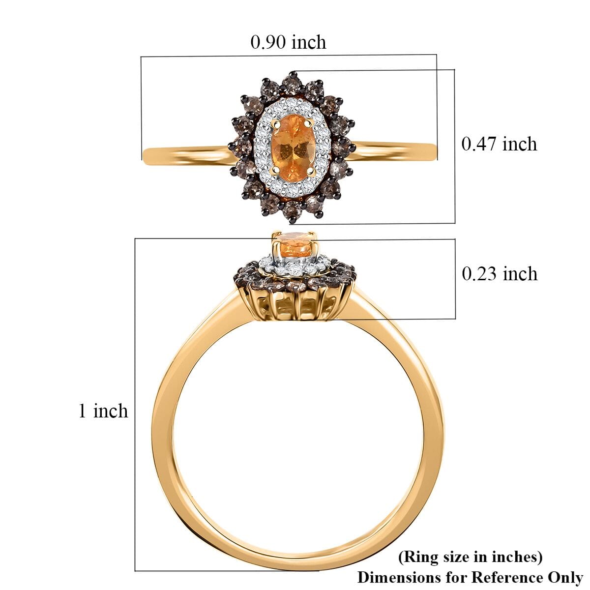 D'Joy Tanzanian Mandarin Garnet and Multi Gemstone 0.80 ctw Sunset Bloom Ring in 18K Vermeil Yellow Gold Over Sterling Silver (Size 9.0)  image number 5