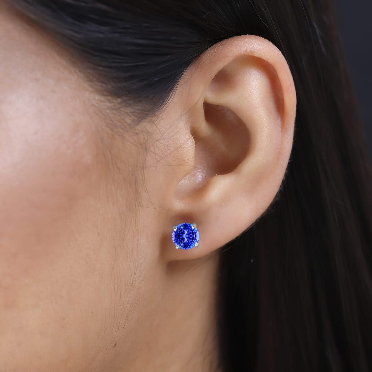 Rhapsody 18K White Gold AAAA Tanzanite Solitaire Stud Earrings 2.90 ctw image number 1