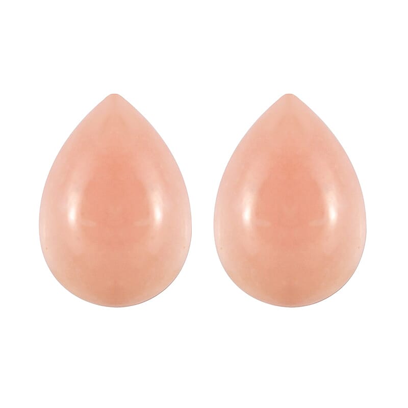 Peruvian Pink Opal Set of 2 (Pear 7x5 mm) 1.11 ctw Loose Gemstone