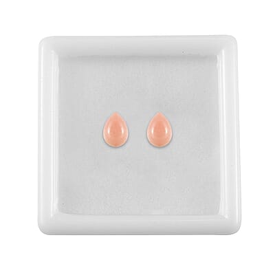 Peruvian Pink Opal Set of 2 (Pear 7x5 mm) 1.11 ctw Loose Gemstone