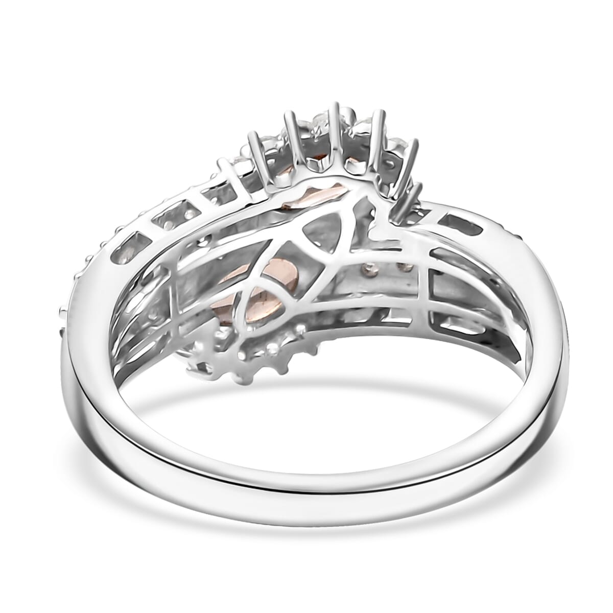 D'Joy Premium Jenipapo Andalusite and White Zircon 1.90 ctw Twin Blooms Ring in Rhodium Over Sterling Silver (Size 10.0) image number 4