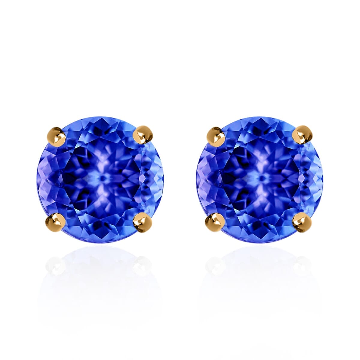 Rhapsody 18K Yellow Gold AAAA Tanzanite Solitaire Stud Earrings 3.25 ctw image number 0