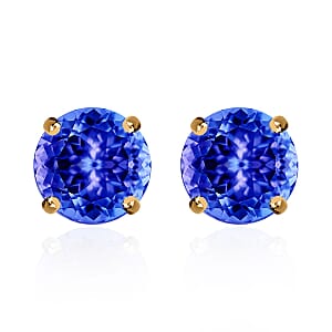 Rhapsody 18K Yellow Gold AAAA Tanzanite Solitaire Stud Earrings 3.25 ctw