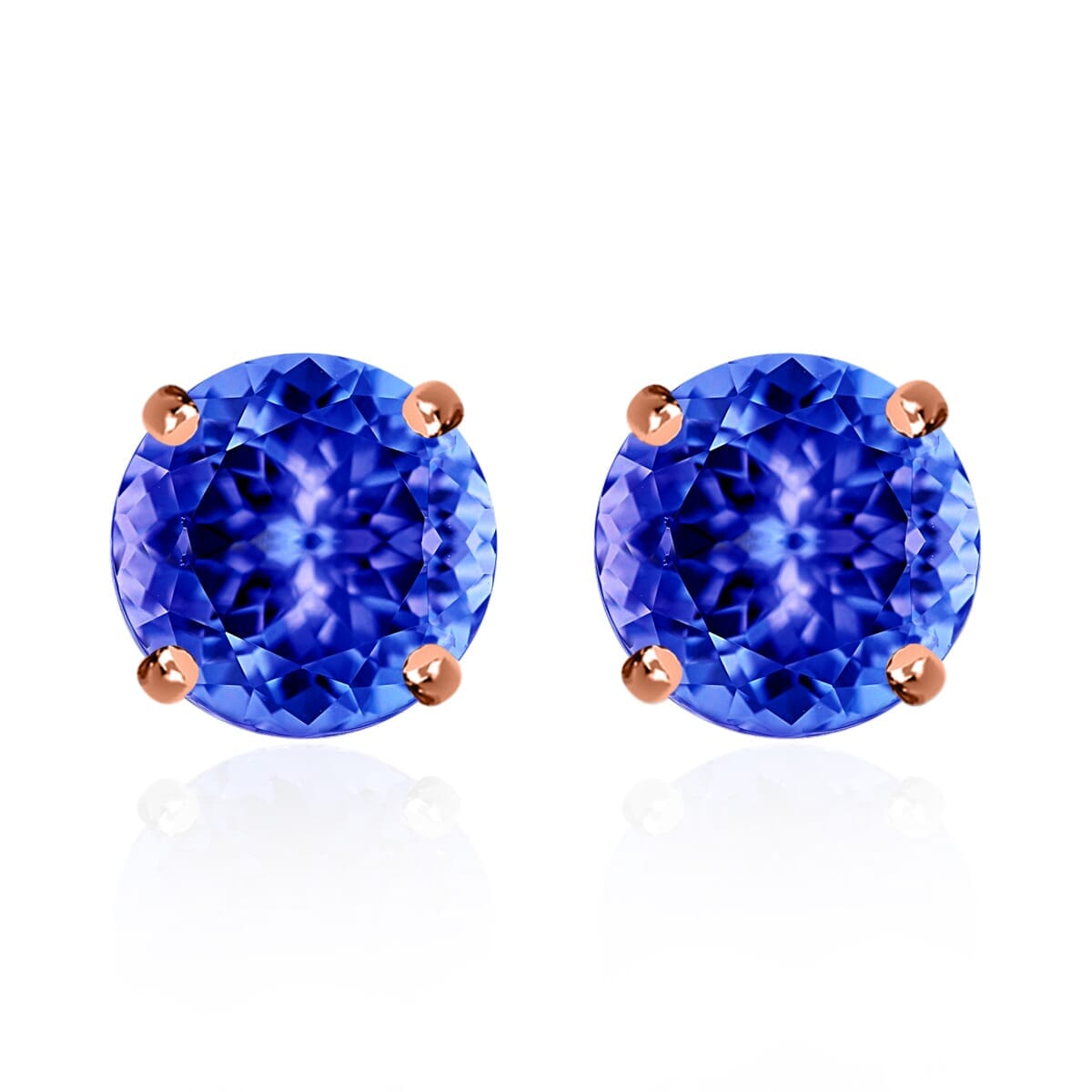 Rhapsody 18K Rose Gold AAAA Tanzanite Solitaire Stud Earrings 2.90 ctw image number 0