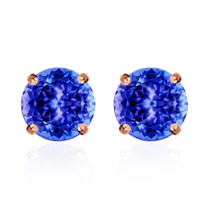 Rhapsody 18K Rose Gold AAAA Tanzanite Solitaire Stud Earrings 2.90 ctw