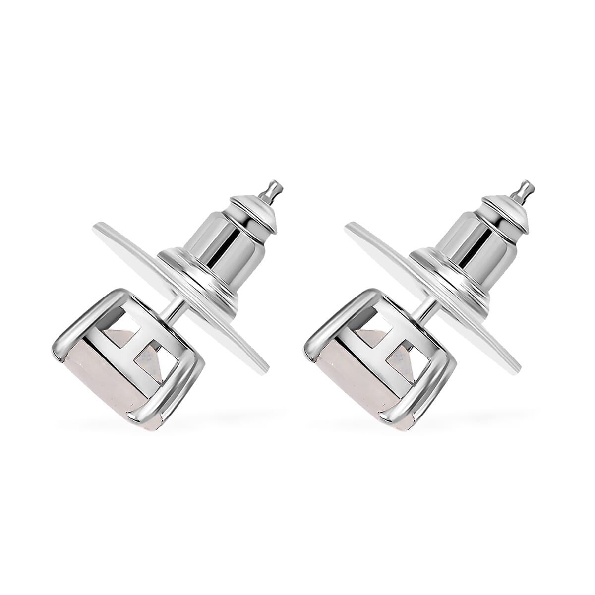 D'Joy Moon Glow Moonstone 1.50 ctw Solitaire Stud Earrings in Platinum Over Sterling Silver image number 3