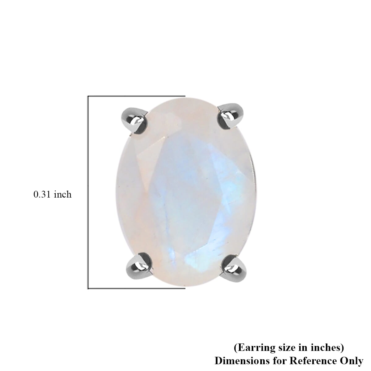 D'Joy Moon Glow Moonstone 1.50 ctw Solitaire Stud Earrings in Platinum Over Sterling Silver image number 4