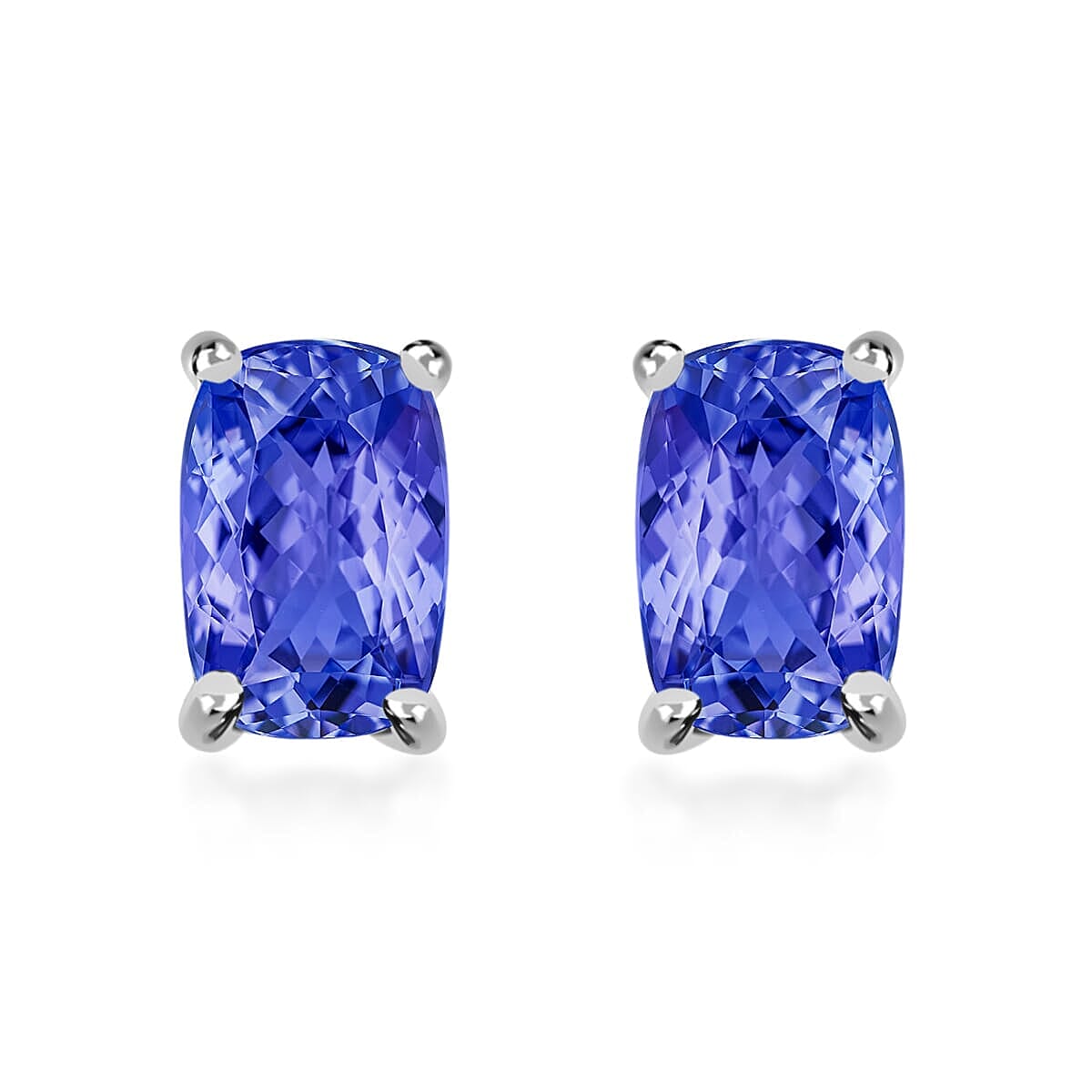 Rhapsody 18K White Gold AAAA Tanzanite Solitaire Stud Earrings 1.10 ctw image number 0