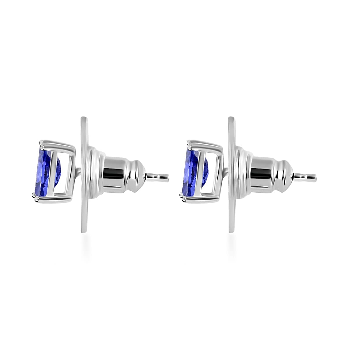 Rhapsody 18K White Gold AAAA Tanzanite Solitaire Stud Earrings 1.10 ctw image number 2