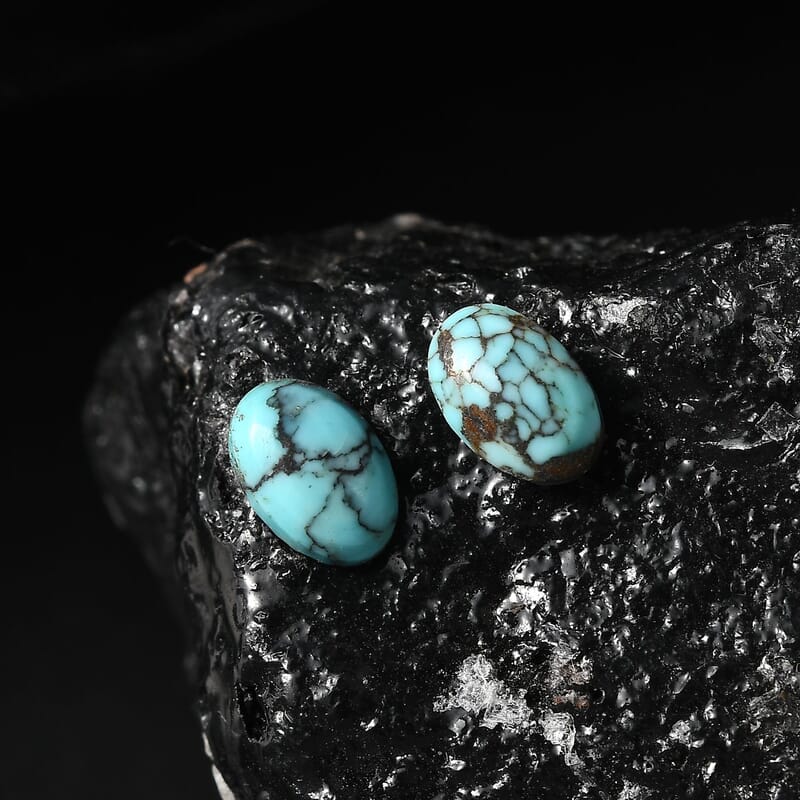Blue Moon Turquoise Set of 2 (Ovl 6x4mm) 0.72 ctw Loose Gemstone