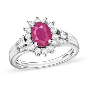 Rhapsody AAAA Mozambique Ruby and E-F VS2 Diamond 1.50 ctw Ring in 18K White Gold (Size 10.0) 4.60 Grams