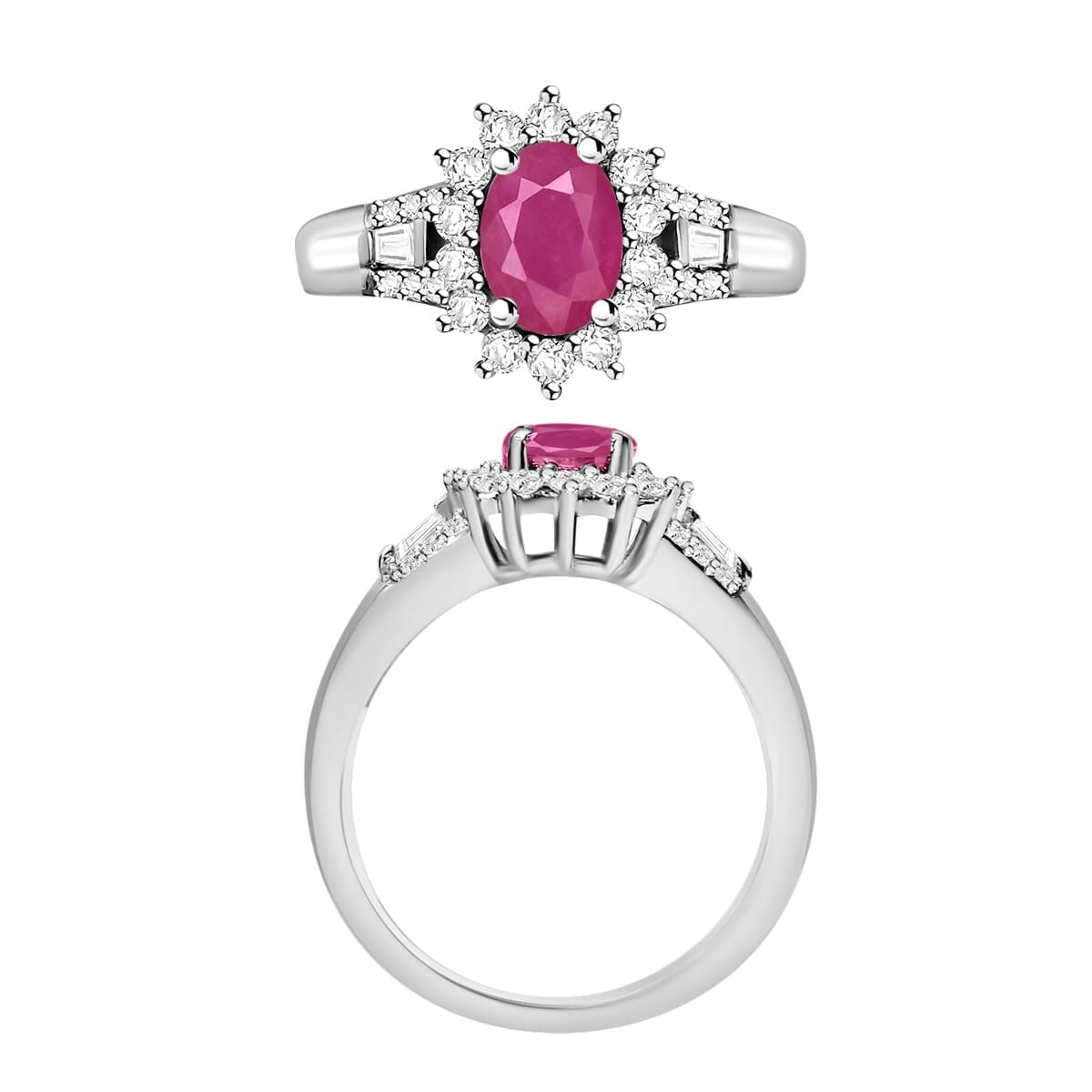 Rhapsody AAAA Mozambique Ruby and E-F VS2 Diamond 1.50 ctw Ring in 18K White Gold (Size 10.0) 4.60 Grams image number 3