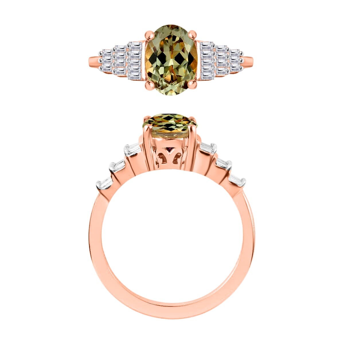 Rhapsody AAAA Turkizite and E-F VS2 Diamond Ring in 18K Rose Gold (Size 11.5) 4.5 Grams 1.43 ctw image number 3