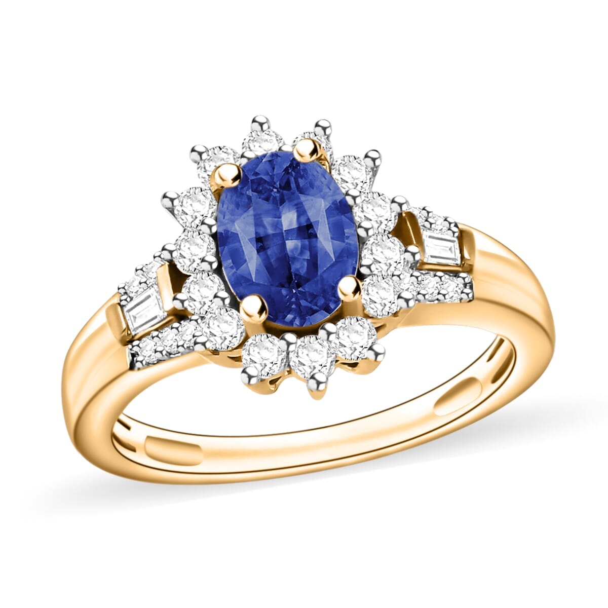 Rhapsody AAAA Blue Ceylon Sapphire and E-F VS2 Diamond 1.40 ctw Ring in 18K Yellow Gold (Size 10.0) 4.60 Grams image number 0