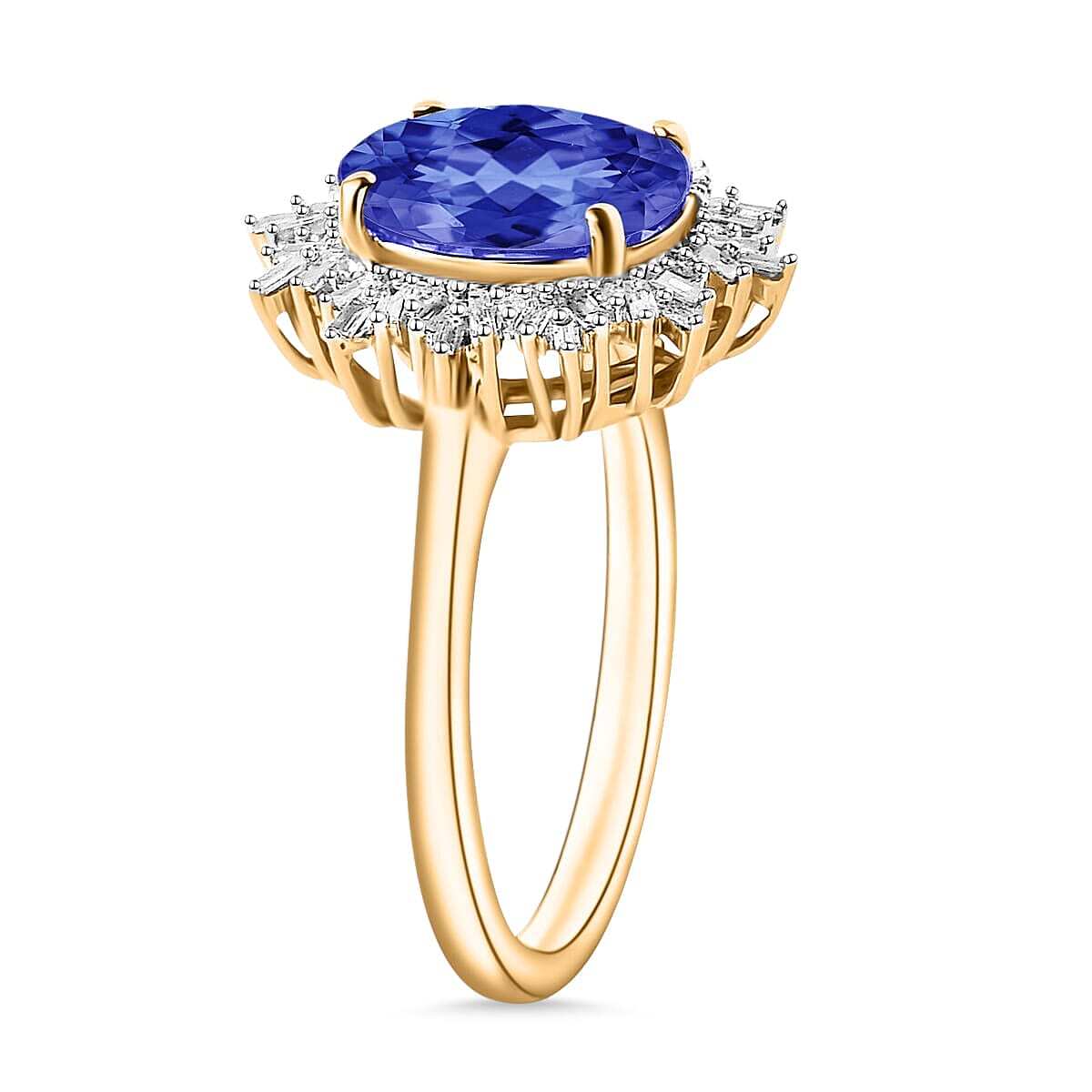 Rhapsody AAAA Tanzanite and E-F VS2 Diamond 3.30 ctw Ring in 18K Yellow Gold (Size 6.0) 5.15 Grams (Del. in 10-12 Days) image number 2
