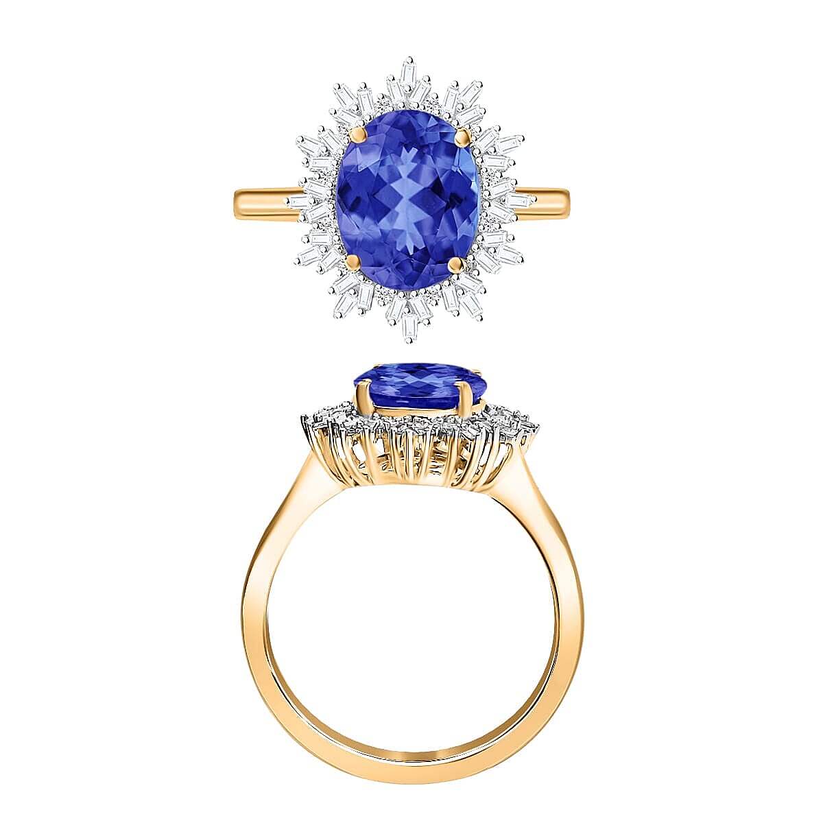 Rhapsody AAAA Tanzanite and E-F VS2 Diamond 3.30 ctw Ring in 18K Yellow Gold (Size 6.0) 5.15 Grams (Del. in 10-12 Days) image number 3