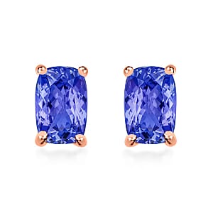 Rhapsody 18K Rose Gold AAAA Tanzanite Solitaire Stud Earrings 1.10 ctw