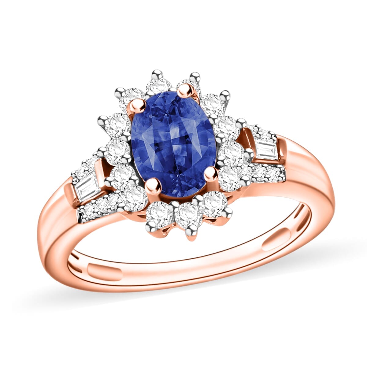 Rhapsody AAAA Blue Ceylon Sapphire and E-F VS2 Diamond 1.40 ctw Ring in 18K Rose Gold (Size 5.5) 4.60 Grams image number 0