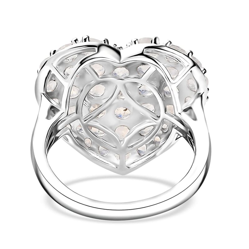 Karis Moon Glow Moonstone 3.60 ctw Aurora Heart Ring in Platinum Bond (Size 10.0) 