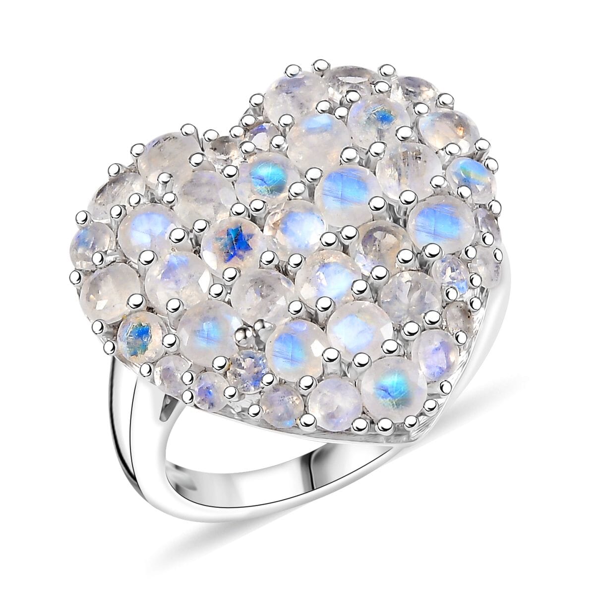 Karis Moon Glow Moonstone 3.60 ctw Aurora Heart Ring in Platinum Bond (Size 7.0)  image number 0