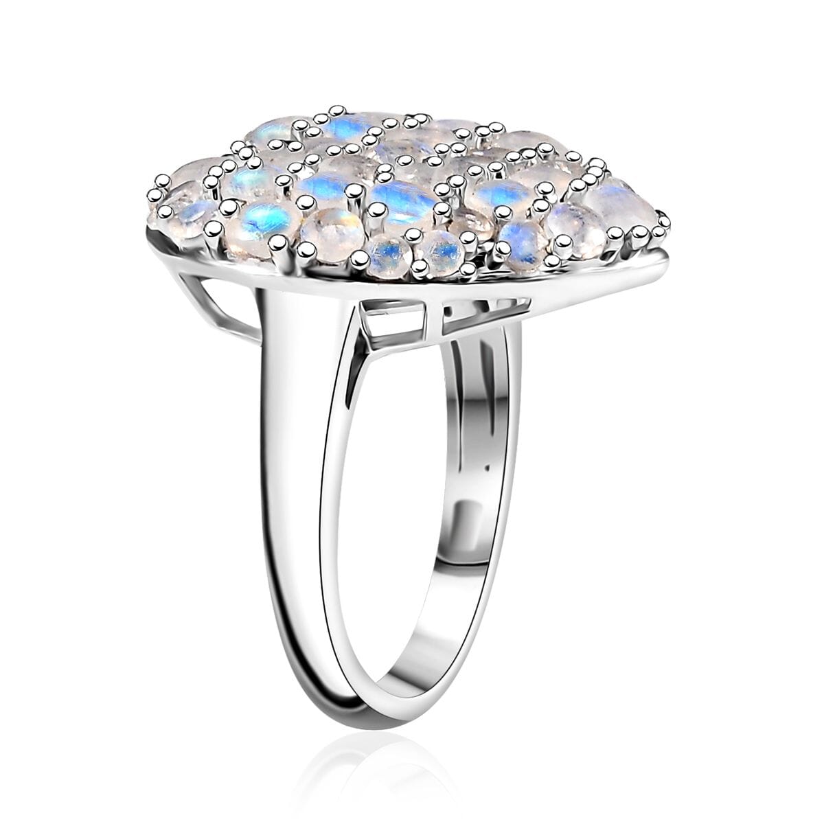 Karis Moon Glow Moonstone 3.60 ctw Aurora Heart Ring in Platinum Bond (Size 7.0)  image number 3