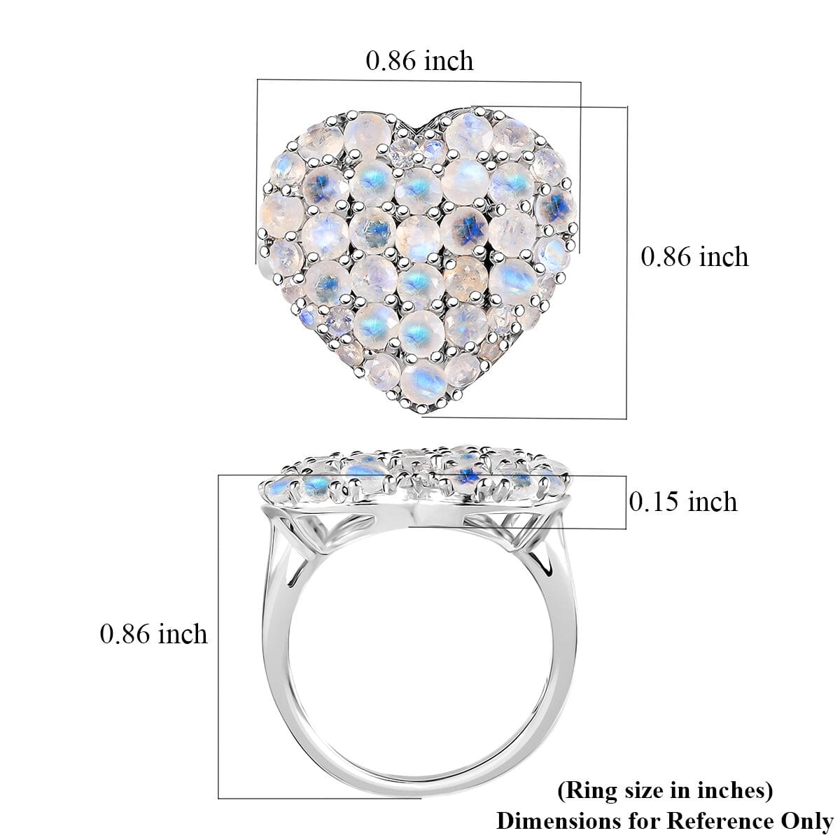 Karis Moon Glow Moonstone 3.60 ctw Aurora Heart Ring in Platinum Bond (Size 7.0)  image number 5