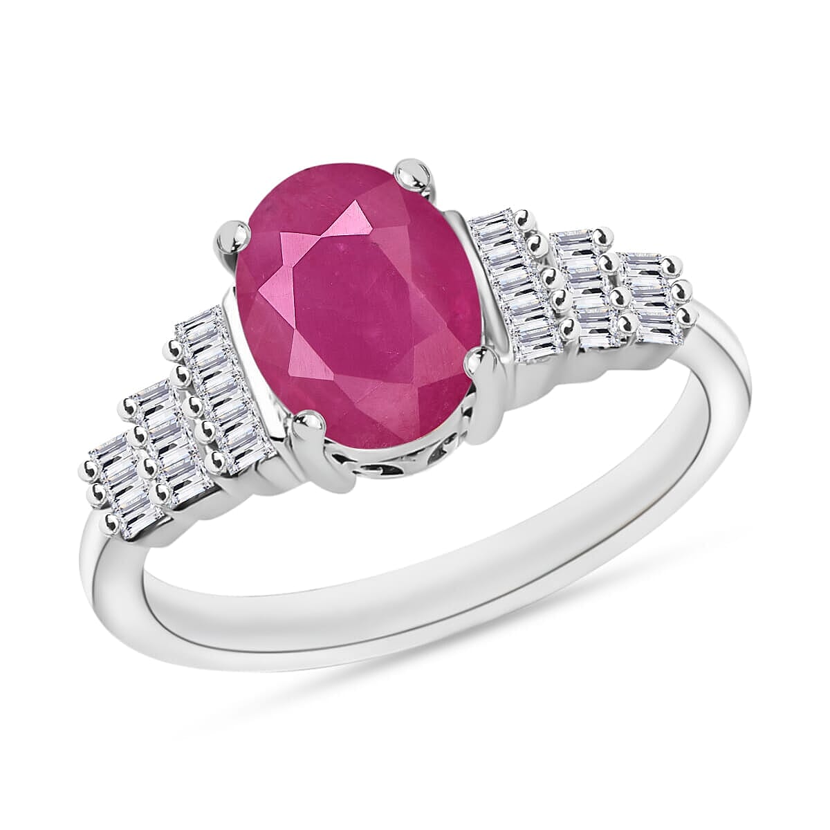 Rhapsody AAAA Mozambique Ruby and E-F VS2 Diamond Ring in 18K White Gold (Size 11.5) 1.73 ctw image number 0