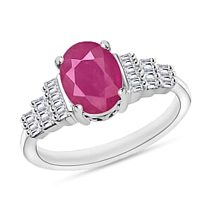 Rhapsody AAAA Mozambique Ruby and E-F VS2 Diamond Ring in 18K White Gold (Size 11.5) 1.73 ctw