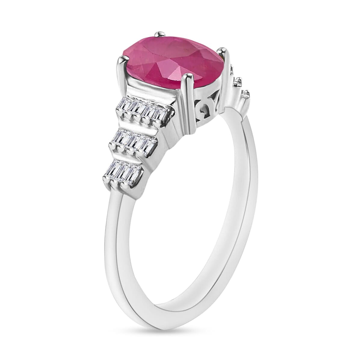 Rhapsody AAAA Mozambique Ruby and E-F VS2 Diamond Ring in 18K White Gold (Size 11.5) 1.73 ctw image number 2