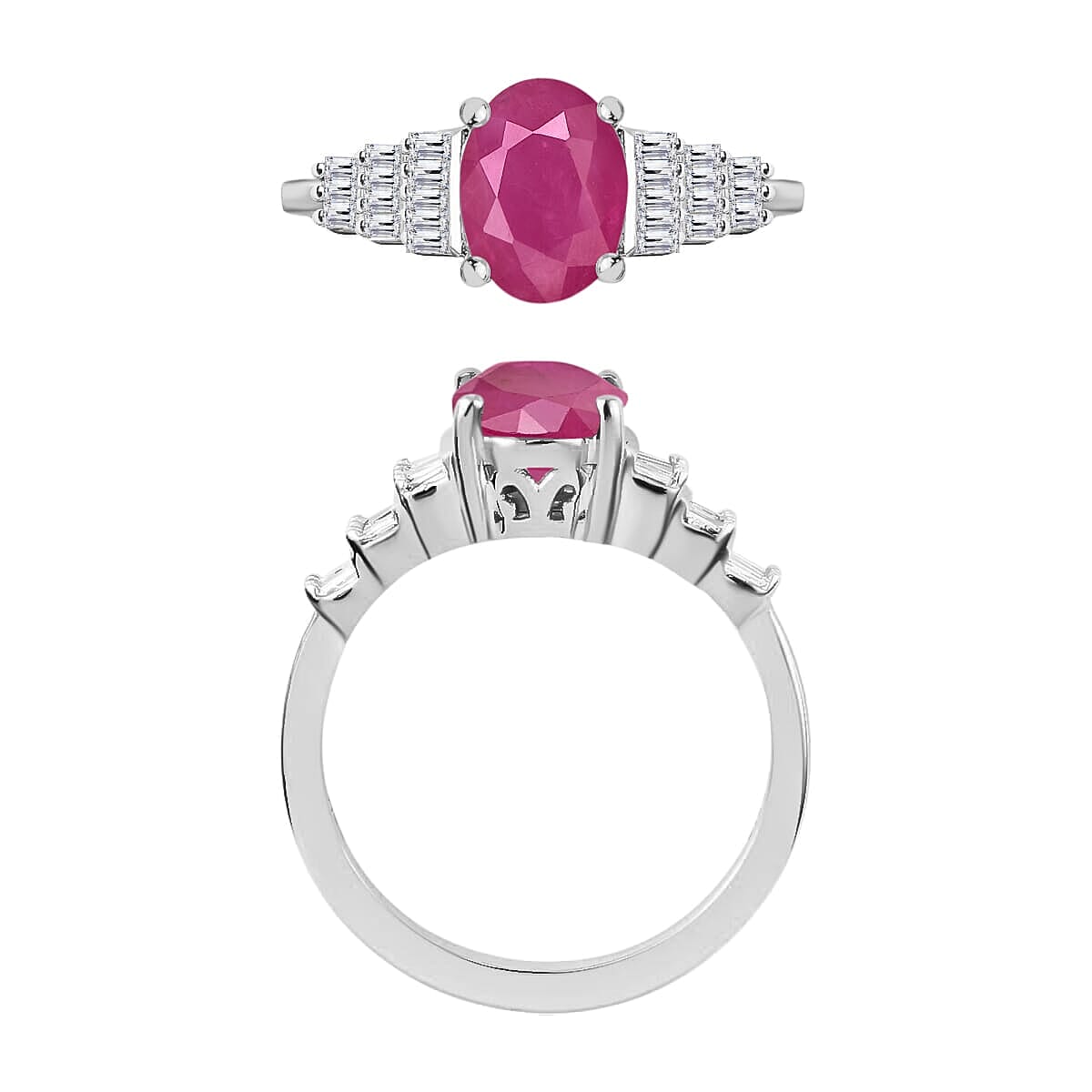 Rhapsody AAAA Mozambique Ruby and E-F VS2 Diamond Ring in 18K White Gold (Size 11.5) 1.73 ctw image number 3