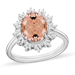 Rhapsody AAAA Pink Morganite and E-F VS2 Diamond 5.30 ctw Ring in 18K White Gold (Size 10.0) 5.15 Grams