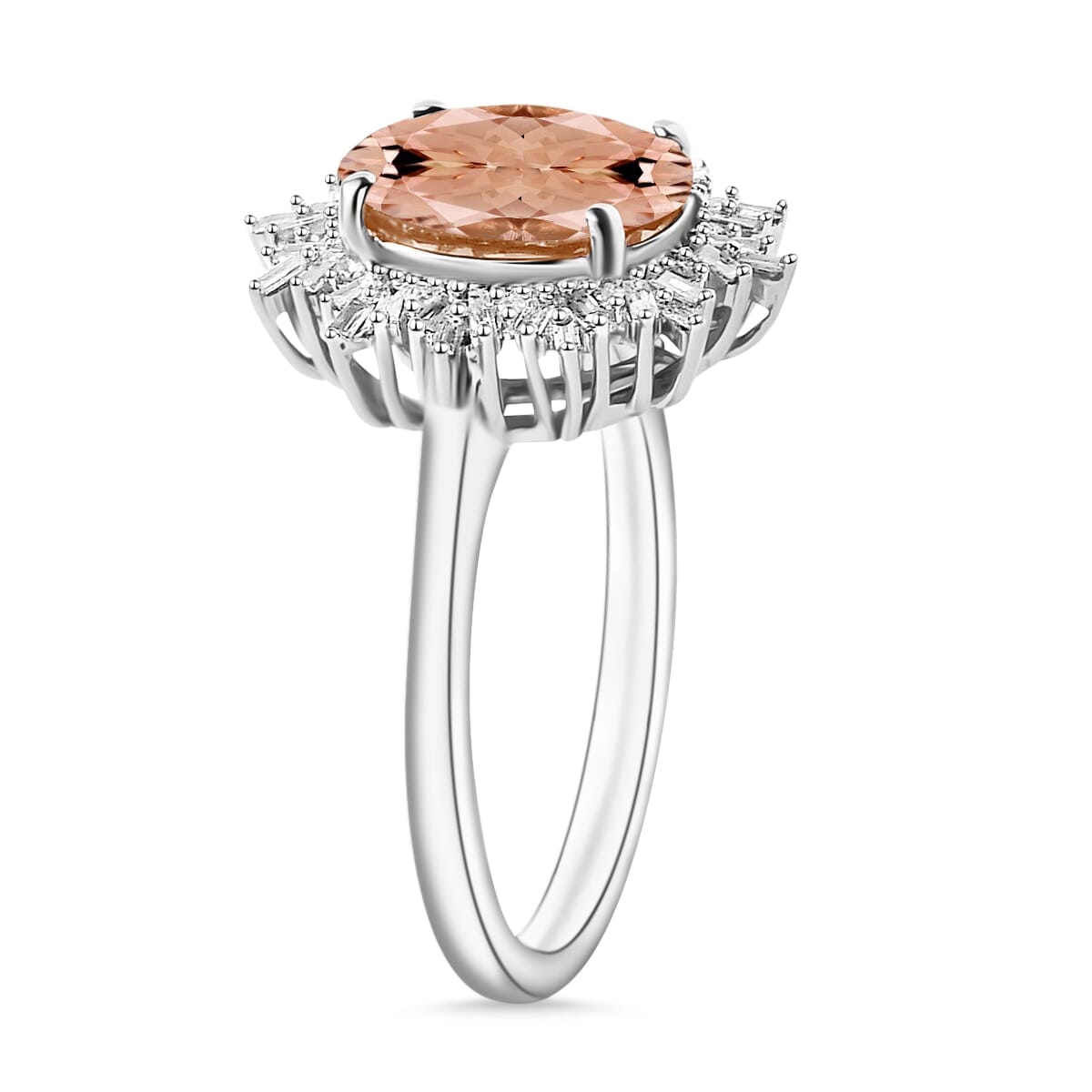 Rhapsody AAAA Pink Morganite and E-F VS2 Diamond 5.30 ctw Ring in 18K White Gold (Size 10.0) 5.15 Grams image number 2