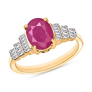 Rhapsody AAAA Mozambique Ruby and E-F VS2 Diamond Ring in 18K Yellow Gold (Size 9.5) 1.73 ctw