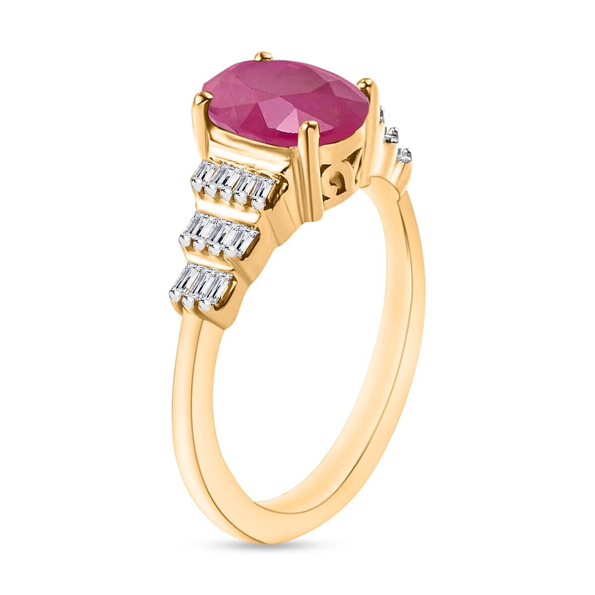 Rhapsody AAAA Mozambique Ruby and E-F VS2 Diamond Ring in 18K Yellow Gold (Size 9.5) 1.73 ctw image number 2