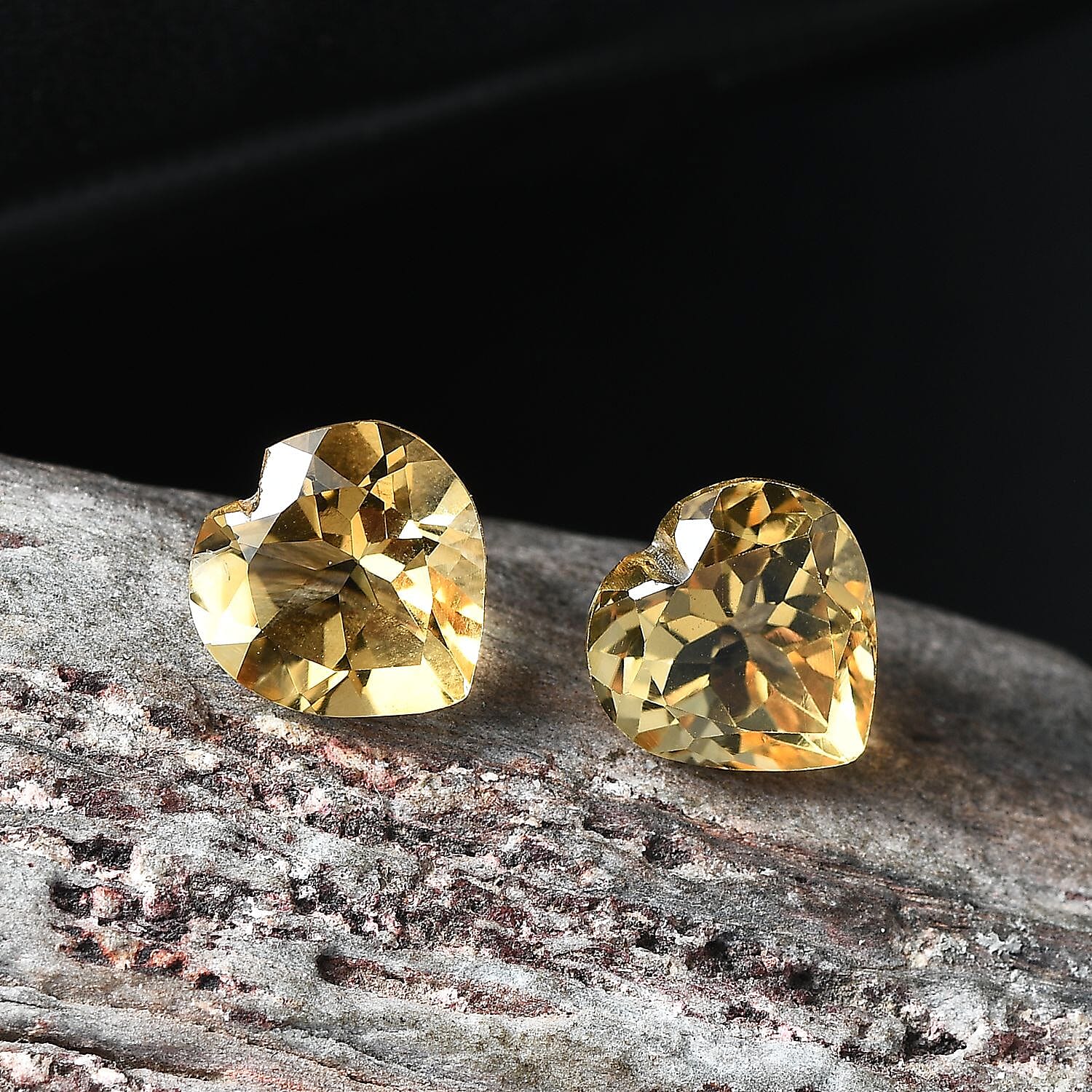 Citrine Set of 2 (Hrt 8 mm) 2.59 ctw Loose Gemstone
