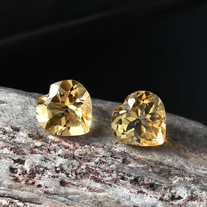 Citrine Set of 2 (Hrt 8 mm) 2.59 ctw Loose Gemstone