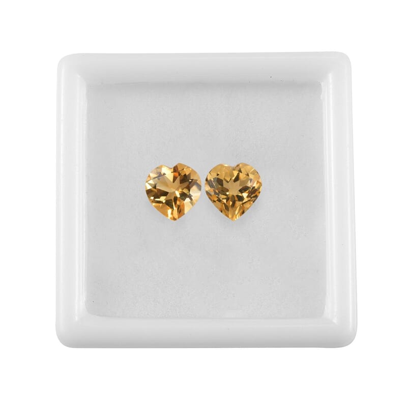 Citrine Set of 2 (Hrt 8 mm) 2.59 ctw Loose Gemstone