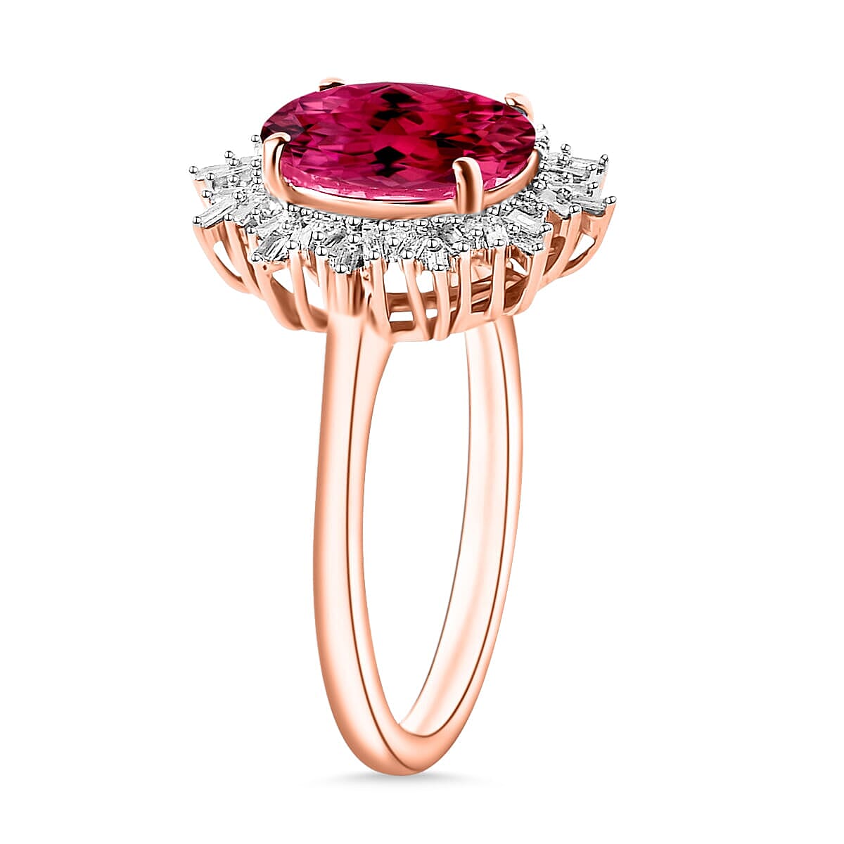 Rhapsody AAAA Ouro Fino Rubellite and E-F VS2 Diamond 2.95 ctw Ring in 18K Rose Gold (Size 5.5) 5.15 Grams (Del. in 10-12 Days) image number 2
